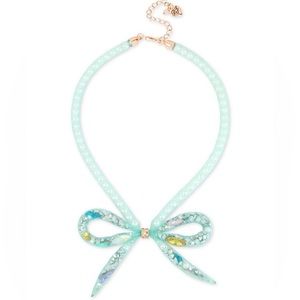 Betsey Johnson Light Blue Mesh Bow necklace